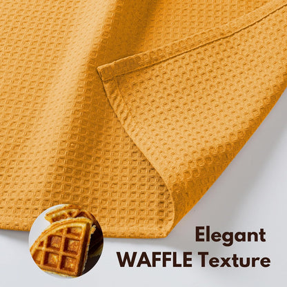Native Fab Cotton Kitchen Towel & Dish Cloth 8 Piece Set - Machine Washable, Absorbent & Durable Towels for Cleaning, Cooking, Baking - Ideal for Home, BBQ, Everyday Use - Mustard Yellow