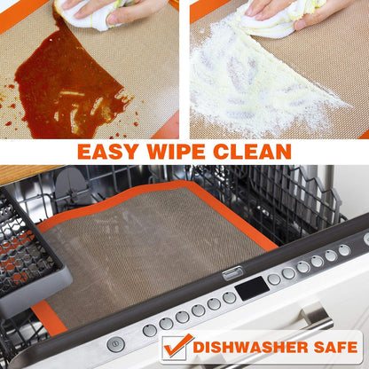 Silicone Baking Mat - Best German Silicone - Non Slip Silicone Baking Sheet, Non Stick Reusable Silicone Mats For Baking, Oven Liner, Counter Mat, Half Sheet Baking Mat for Oven