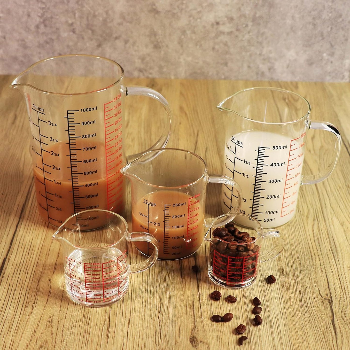Glass Measuring Cup-[Insulated handle | V-Shaped Spout]-Made of High Borosilicate Glass Measuring Cup for Kitchen or Restaurant, Easy to Read, 250 ML (8 Oz, 1 Cup)