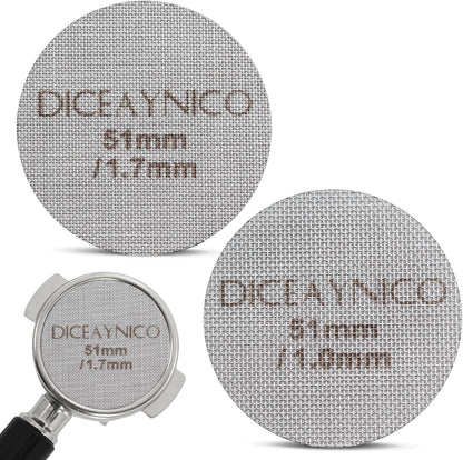 2 Pieces Espresso Puck Screen,Metal Coffee Filter,1.0mm & 1.7mm Thickness 150μm - 316 Stainless Steel,Reusable Barista Espresso Filters for Espresso 51mm Portafilter Filter Basket