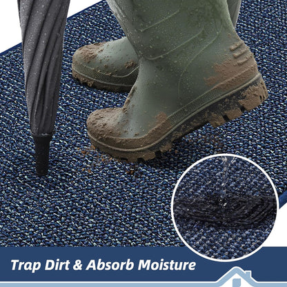 BEQHAUSE Dirt Trapper Door Mat 24" x 36", Non-Slip Washable Doormats Entrance Mat, Dirt Resistant and Absorbent Welcome Mat, Low Profile Floor Mats for Front Back Door and Entryway, Blue