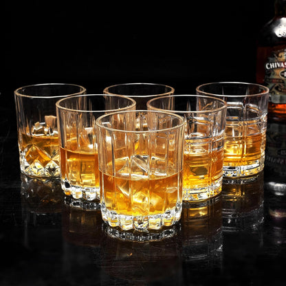 KANARS Whiskey Glasses Mixed, 10 Oz Scotch Glasses Set of 6, Rock Bar Tumblers 3 Patterns in Luxury Gift Box for Birthday, Anniversary, Housewarming and Wedding