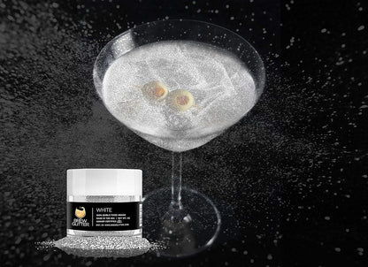 White BREW GLITTER Edible Glitter For Drinks, Cocktails, Beer, Garnish Glitter & Beverages | KOSHER & HALAL Certified | 100% Edible & Food Grade | Vegan, Gluten, Nut Free (50g, White)