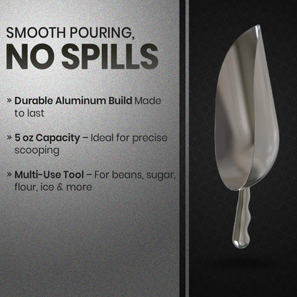 Rattleware 5 oz Aluminum Scoop – Multifunctional, Lightweight Measuring and Pouring Tool for Coffee Beans, Flour, Sugar, Ice, Pet Food, Candy & More – Durable & Versatile Kitchen Accessory