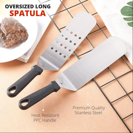 5-PCS Premium Griddle Accessories Kit, Ultimate Stainless Steel Flat Top Grill Accessories for Blackstone BBQ, Teppanyaki, Hibachi – Durable Griddle Spatula, Ideal for Outdoor & Camping