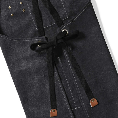 AFUN Chef Aprons for Men Women with Large Pockets, Cotton Canvas Cross Back Heavy Duty Adjustable Work Apron, Size M to XXL (Black)