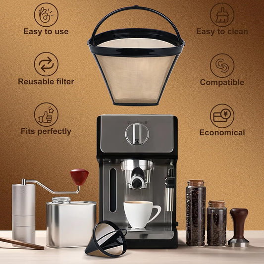 Reusable Coffee Filters Suitable for Ninja Coffee Maker, 3Pcs Cone Coffee Filters 4, Which Can Be Used to Replace the Cuisinart Coffee Maker Filter 4