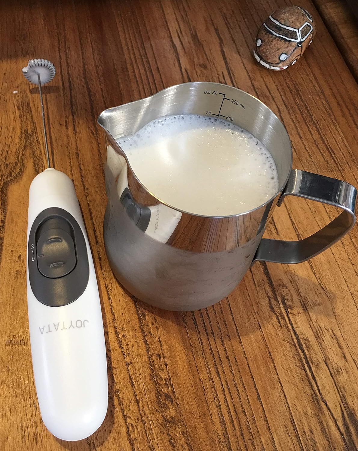 32oz Stainless Steel Milk Frothing Pitcher with Double Measurement Scale - Perfect for Latte Art