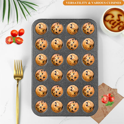 Muffin Cupcake Pan, Mini Muffin Tins Nonstick 24, Muffin Top Pan and Mini Cheesecake pans, Toast Oven Baking Supplies Non Stick Cake Pans Muffin Tray