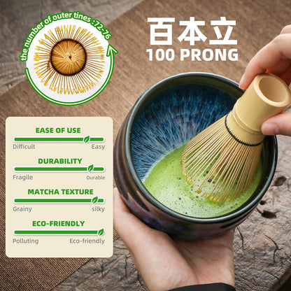 TEANAGOO 7 Pcs Matcha Whisk Set, Matcha Set for Ceremony, Matcha Kit Junware-Blue, Matcha Tea Set for Making Breakfast/Latte, Matcha Whisk Gift Set and Bowl with All Accessories