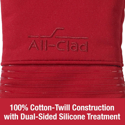All Clad Silicone Oven Mitt: Heat Resistant up to 500 Degrees - 100% Cotton & Silicone, 14"x7" Oven Mitt for Kitchen and Barbeque, 1-Pack, Chili