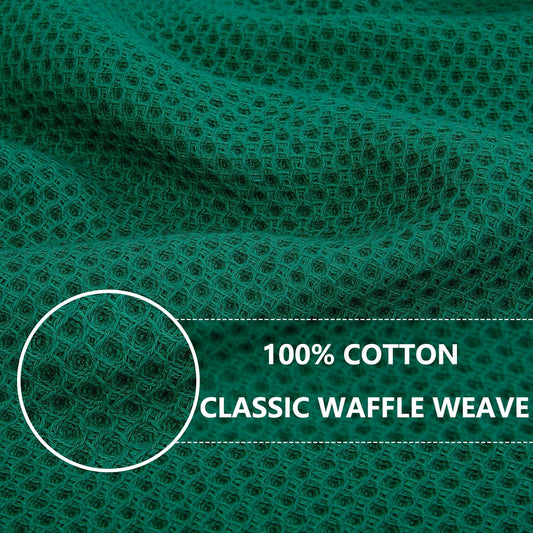 Homaxy 100% Cotton Waffle Weave Kitchen Dish Cloths, Ultra Soft Absorbent Quick Drying Dish Towels, 12 x 12 Inches, 8-Pack, Dark Green