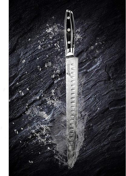 TUO Slicing Knife - Meat Carving Knife Brisket Knife High Carbon Stainless Steel 12-Inch - Meat Knife with G10 Full Tang Handle - Black Hawk-S Knives Including Gift Box