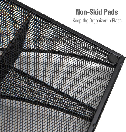 Mind Reader Countertop Organizer, 2-Tier Office Breakroom Supply Caddy, Metal Mesh, Black