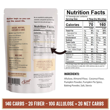Sweet Logic Keto Baking Mix - Pumpkin Spice Muffin - Gluten-Free - Dairy Free - Diabetic-Friendly - High Protein - Allulose - Stevia - Low Sugar - Low Carb - Quick 20-Minute Prep (1-2G Carbs Per Serving)