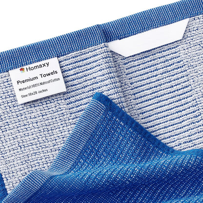 Homaxy Premium Kitchen Towels(18”x 28”, 6 Pack), Large Cotton Kitchen Hand Towels, Flat and Terry Dish Towels, 380 GSM Highly Absorbent Tea Towel Set with Hanging Loop, Blueberry