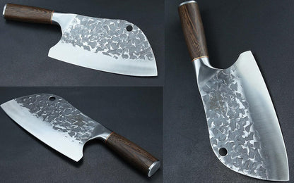 BLADESMITH Serbian Chef Knife 8“, Butcher Cleaver Hand Forged Blade, Handmade Non-Slip Ergonomic Wenge Wood Handle, Kitchen Gifts