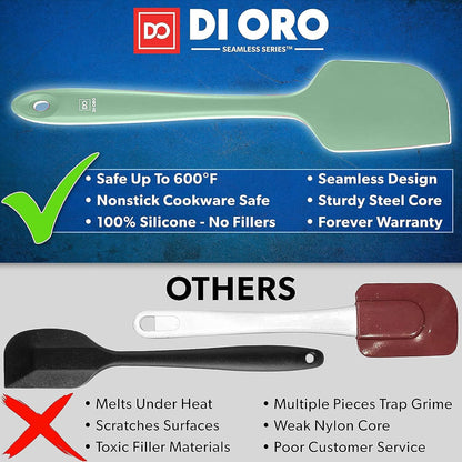 DI ORO Silicone Spatula Set - Rubber Kitchen Spatulas for Baking, Cooking, & Mixing - 600°F Heat-Resistant & BPA Free Silicone Scraper Spatulas for Nonstick Cookware - Dishwasher Safe (4pc, Sage)