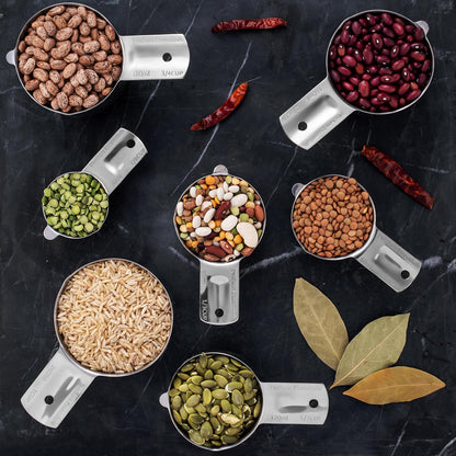 Hudson Essentials Stainless Steel Measuring Cups Set - (9 Piece Set) - Stackable Set with Spout - Includes 2 Cup and 1.5 Cup