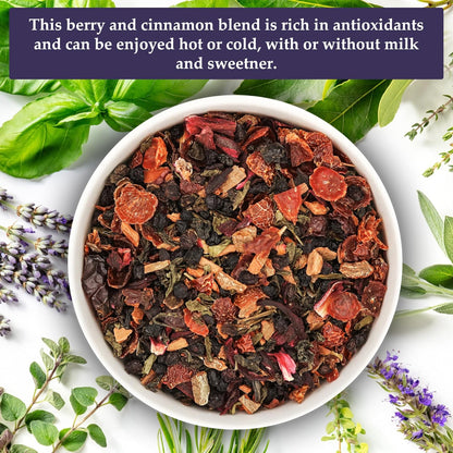 Birdsong Fountain of Pitta: Organic Green Tea Loose Leaf with Berries, Rooibos, and Cinnamon | Light, Refreshing and 100% Natural Tea with Health Benefits | Loose Leaf Hot, Cold Tea
