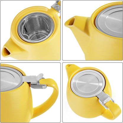 Tealyra - Pluto Porcelain Small Teapot Yellow - 18.2-ounce (1-2 cups) - Matte Finish - Stainless Steel Lid and Extra-Fine Infuser To Brew Loose Leaf Tea - 540ml