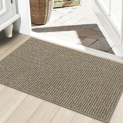 BEQHAUSE Dirt Trapper Door Mat 24" x 36", Non-Slip Washable Doormats Entrance Mat, Dirt Resistant and Absorbent Welcome Mat, Low Profile Floor Mats for Front Back Door and Entryway, Light Beige