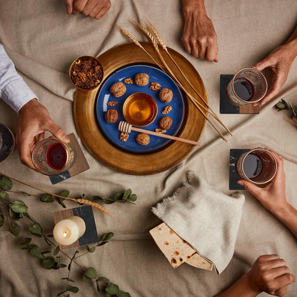 Marble Coasters: 4-Piece Set of Acacia Wood Marble Coasters, Suitable for Kitchens, Offices, and can be Used as Gifts (Black Square)