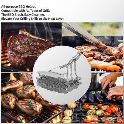 KULUNER BBQ Cleaning Brush - Bristle-Free, Suitable for All Types of barbecues, Wooden Handle, Multifunctional Brush and Scraper, Barbecue Accessory, Men's