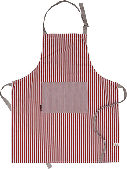 AMOUR INFINI Cotton Aprons for Women with Pockets Adjustable Strap and Waist Ties Washable Printed Aprons for Baking, Cooking, Gardening (27.5 x 33 Inches - Rust)