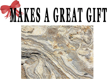 Rogue River Tactical Light Granite Stone Marble Gray Brown White Pattern Textured Marble Art Kitchen Glass Cutting Board Modern Decorative Gift Abstract Wavy Contrast Design