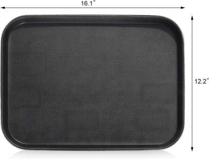 New Star Foodservice 24975 Restaurant Grade Non-Slip Tray, Plastic, Rubber Lined, Rectangular, 12-Inch x 16-Inch, Black