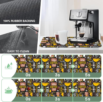 Coffee Dish Drying Mat,12"X19" Absorbent Fast Dish Drying Mat for Kitchen Counter Pot and Pan, Kitchen Accessories