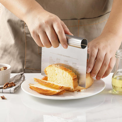2PCS Dough Pastry Bench Cutter Scraper, OLULU Stainless Steel Kitchen Food Scraper with Protective Cover, Anti-Wear Laser-Engraved Measuring Scale and Ear Of Wheat, Dishwasher Safe (2Pack, 6 inch)