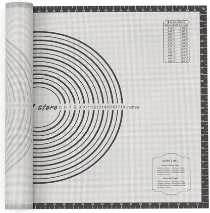 28 * 20 inches black, Non-Slip Silicone Baking Sheets - Baking Mat with 0.7mm Thickness - Non-Stick Pastry & Cookie Mat for Kitchen Counter for Rolling Out Dough with Measurements.