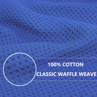Homaxy 100% Cotton Waffle Weave Kitchen Dish Towels, Ultra Soft Absorbent Quick Drying Cleaning Towel, 13 x 28 Inches, 12-Pack, Blueberry
