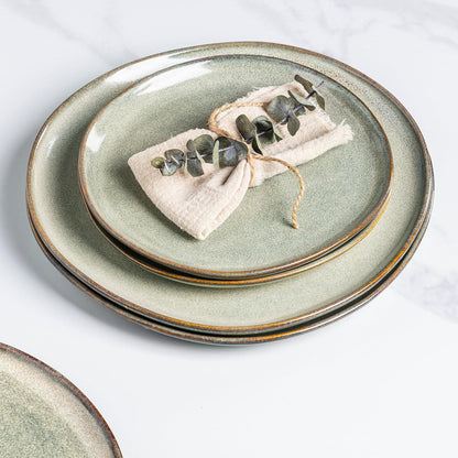 AmorArc Ceramic Plates Set of 6,8.5 Inch Handmade Reactive Glaze Stoneware Plates set for Dessert,Salad,Appetizer,Small Dinner Plates,Microwave & Dishwasher Safe,Scratch Resistant
