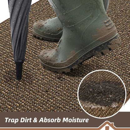 BEQHAUSE Dirt Trapper Door Mat 24" x 60", Non-Slip Washable Doormats Entrance Mat, Dirt Resistant and Absorbent Welcome Mat, Low Profile Floor Mats for Front Back Door and Entryway, Brown