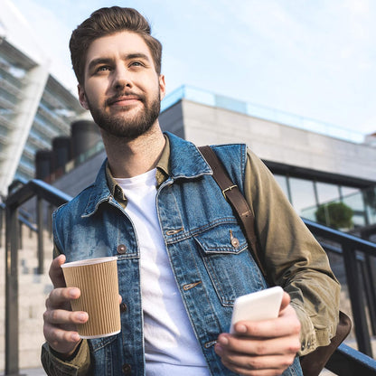 NYHI 150 6 oz Ripple Kraft Paper Cups Brown Hot Cold Cups 3 Layer Rippled Small Insulated Disposable Coffee Cups for Cappuccino Hot Cocoa or Iced Drinks