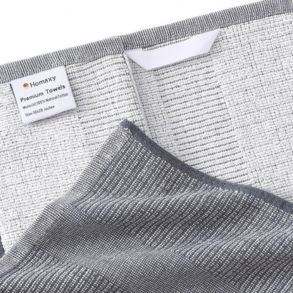 Homaxy Premium Kitchen Towels(18”x 28”, 6 Pack), Large Cotton Kitchen Hand Towels, Flat and Terry Dish Towels, 380 GSM Highly Absorbent Tea Towel Set with Hanging Loop, Grey/Khaki/Black