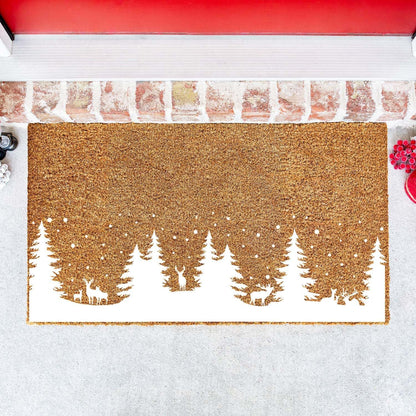 Christmas Stencils for Window Glass Large Christmas Stencil Forest Deer Stencil for Doormat Winter Scene Holiday Drawing Templates for Painting on Wall Canvas Paper Doormat