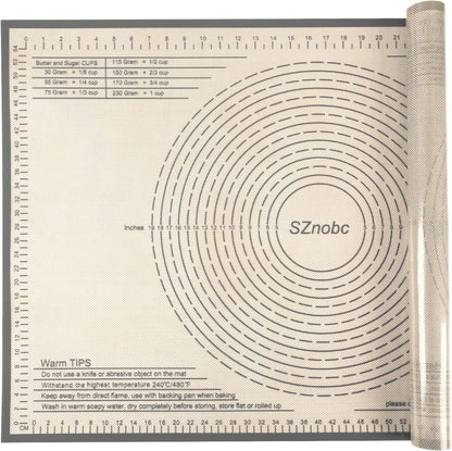 Silicone Baking Mat 36x24 Inch Nonstick Pastry Mat Perfect for Dough Mat, Pastry Board, Kitchen Counter Mat - For Dough, Pastry, Pie Crust, Fondant, Cookies, Bread, Pasta/Pizza, Grey