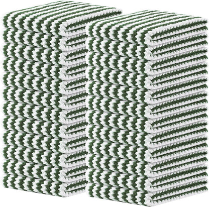 Homaxy Kitchen Towels(24 Pack, 10 x 20 inches), Ultra Soft and Absorbent Dish Towels, Reusable Fast Drying Microfiber Cleaning Cloth, Coral Velvet Wave Design No-lint, Grass Green