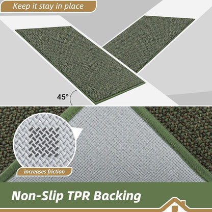 BEQHAUSE Dirt Trapper Door Mat 24" x 36", Non-Slip Washable Doormats Entrance Mat, Dirt Resistant and Absorbent Welcome Mat, Low Profile Floor Mats for Front Back Door and Entryway, Green