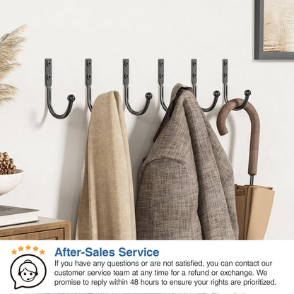 10 Pack Wall Hooks，Metal Hooks Hold up to 45 Lbs，Hooks Wall Mount for Hanging Towel/Coat/Bag/Keys/Cups，Ideal for Bathroom，Outdoor，Closet，Kitchen，Garage，Black