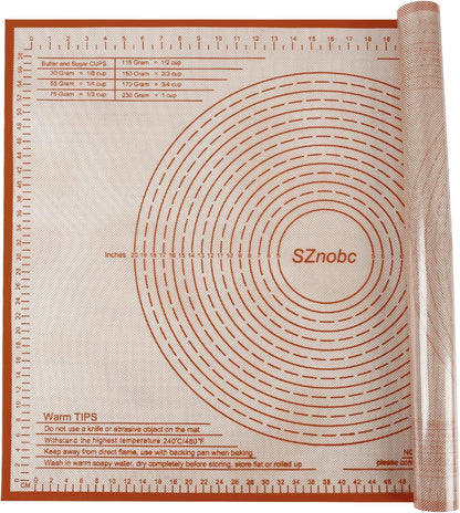 Silicone Pastry Mat 34X26 Inch Nonstick Baking Mat with Measurement, Perfect for Dough Mat, Pastry Board, Kitchen Counter Mat, For Dough, Pie Crust, Fondant, Pasta/Pizza, Red