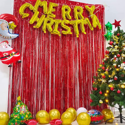 Foil Fringe Curtain 4th of July Decorations - Red Blue Metallic Tinsel Photo Booth Backdrop Party Steamers Curtains for Birthdays Christmas New Years Valentines Bachelorette Parties