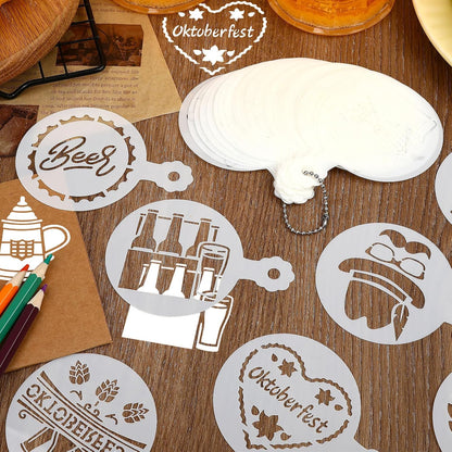 JULBEAR 36 Pieces Reusable Oktoberfest Cookie Cake Stencils Bavarian Style Templates Mold Tools for Oktoberfest Party Cookies Baking Painting Coffee Decoration