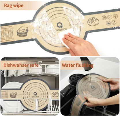 Silicone Sourdough Bread Sling Mat - 2Pcs Round Dough Baking Slings for Dutch Oven, NonStick High Degree Kitchen Sourbread Making Loaf Pan Lifter Liner, Reusable Cooking Transfer Mats with Long Handle