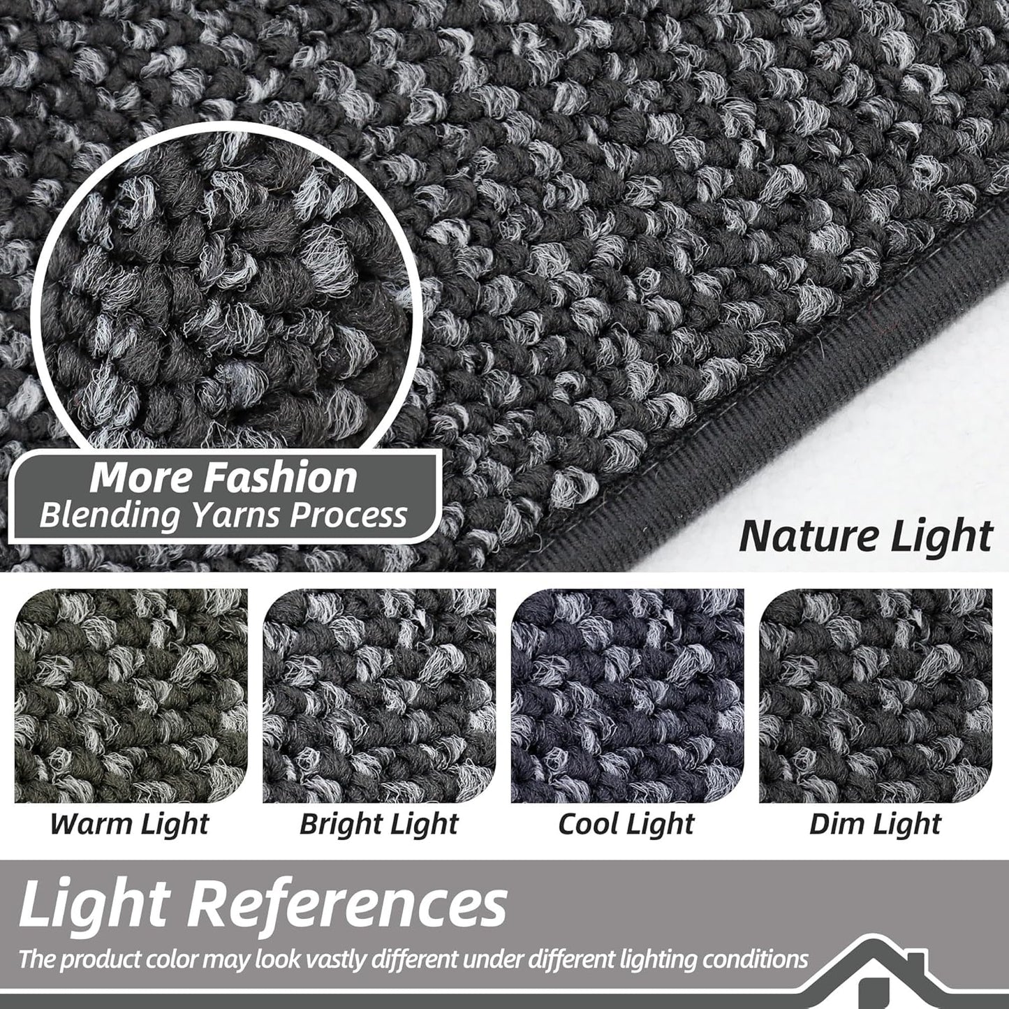 BEQHAUSE Dirt Trapper Door Mat 24" x 60", Non-Slip Washable Doormats Entrance Mat, Dirt Resistant and Absorbent Welcome Mat, Low Profile Floor Mats for Front Back Door and Entryway, Charcoal