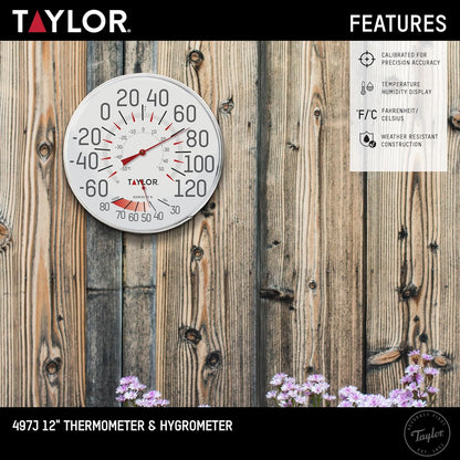 Taylor Precision Products Humidiguide Dial Thermometer (12-Inch), White, One Size